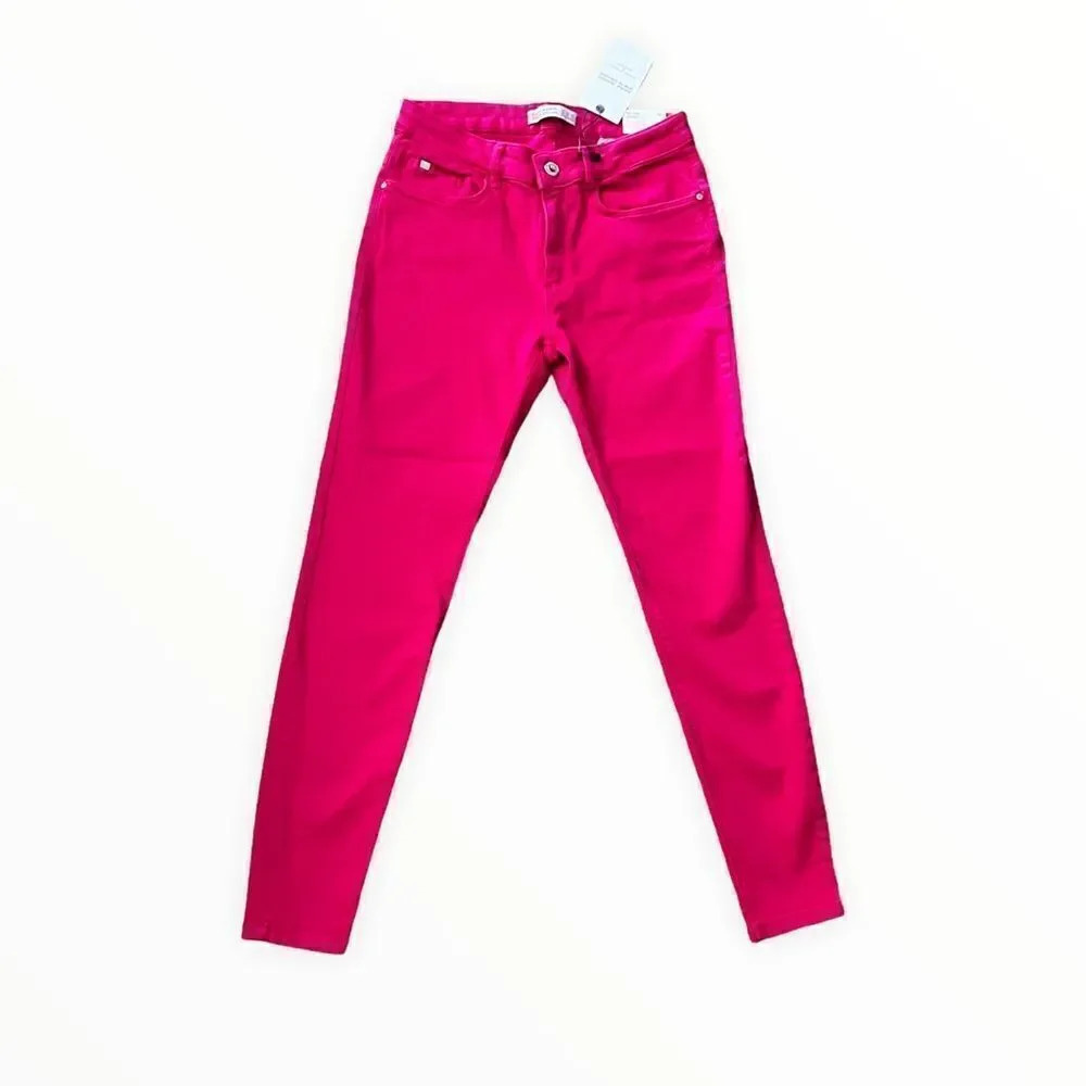 Zara Fuchsia Color Skinny Jeans Size 8 NWT Pink High Rise Stretch Denim Pants - Picture 2 of 8